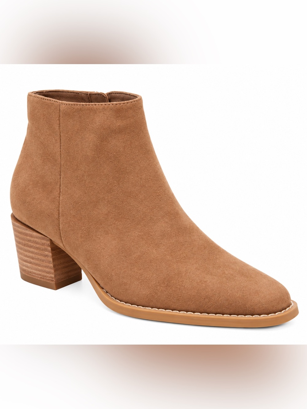 Linea Paolo Faux Suede Square Toe Ankle Booties Low Heeled Women’s Shoes 7